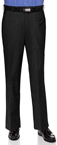 Mens Slim fit Dress Pants Flat-Front - Modern Formal Business Wrinkle Free No Iron Black 40Wx30L