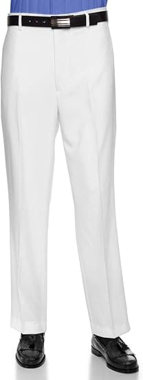 Boys Dress Pants Flat-Front - Slim fit Dress Slacks - White