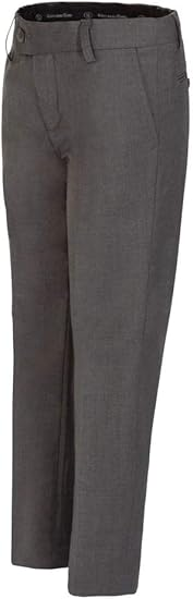 Boys Dress Pants Flat-Front - Slim fit Dress Slacks - Gray