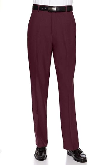 Men's Flat Front Dress Pant Modern Fit - Perfect for Every Day! - Burgundy