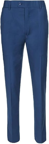 Boys Pant with Two Side Two Back Pockets Non-Elastic Waistband, Slim Pants for Boys Goes with Any Shirt Suit Jacket - Blue