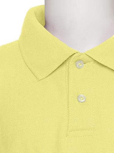 AKA Boys Wrinkle-Free Polo Shirt - Pique Chambray Collar Comfortable Quality - Yellow - Long Sleeve