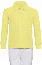 Load image into Gallery viewer, AKA Boys Wrinkle-Free Polo Shirt - Pique Chambray Collar Comfortable Quality - Yellow - Long Sleeve