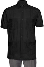 Load image into Gallery viewer, Short Sleeve Guayabera Shirt - for Men Cuban Linen Look - Black