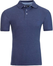 Load image into Gallery viewer, AKA Men's Solid Polo Shirt Classic Fit - Pique Chambray Collar Comfortable Quality - Heather Blue