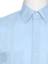Load image into Gallery viewer, Short Sleeve Guayabera Shirt - for Men Cuban Linen Look - Light Blue