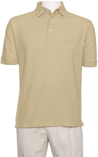 AKA Men's Solid Polo Shirt Classic Fit - Pique Chambray Collar Comfortable Quality - Sand