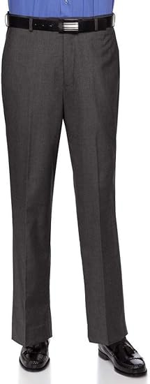 Mens Slim fit Dress Pants Flat-Front - Modern Formal Business Wrinkle Free No Iron - Charcoal