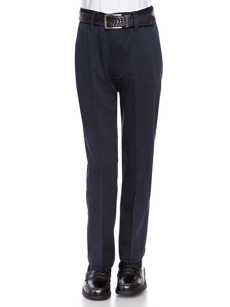 AKA Boys’ Flat-Front Non-Elastic Cotton Twill Pants