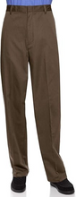 Load image into Gallery viewer, AKA Half Elastic Wrinkle Free Flat Front Men's Slacks – Relaxed Fit Twill Casual Pant - Brown