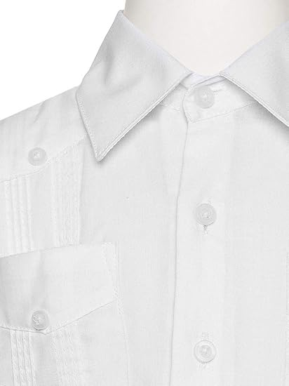Big Boy's Little Boys Long Sleeve Linen Look Guayabera Shirt - White