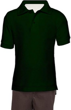 Load image into Gallery viewer, AKA Boys Wrinkle-Free Polo Shirt - Pique Chambray Collar Comfortable Quality - Hunter Green - Short Sleeve