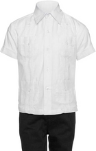 Load image into Gallery viewer, Big Boy's Little Boys Short Sleeve Linen Look Guayabera Shirt - White