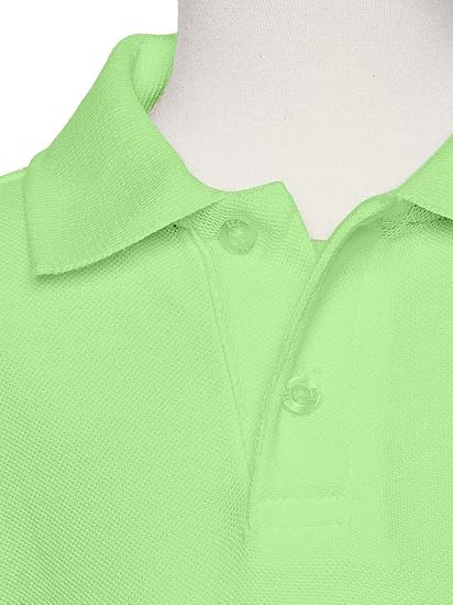 AKA Boys Wrinkle-Free Polo Shirt - Pique Chambray Collar Comfortable Quality - Spring Green - Short Sleeve