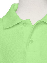 Load image into Gallery viewer, AKA Boys Wrinkle-Free Polo Shirt - Pique Chambray Collar Comfortable Quality - Spring Green - Short Sleeve