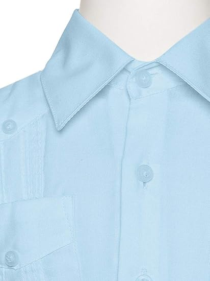 Big Boy's Little Boys Short Sleeve Linen Look Guayabera Shirt - Light Blue