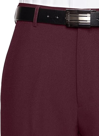 Men's Flat Front Dress Pant Modern Fit - Perfect for Every Day! - Burgundy
