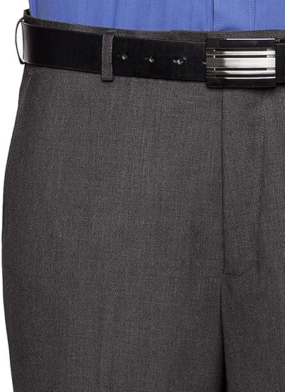 Mens Slim fit Dress Pants Flat-Front - Modern Formal Business Wrinkle Free No Iron - Charcoal