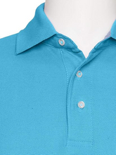 Load image into Gallery viewer, AKA Men's Solid Polo Shirt Classic Fit - Pique Chambray Collar Comfortable Quality - Turquoise