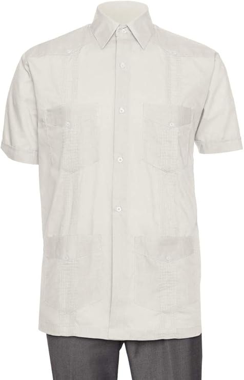 Boys Short Sleeve Linen Look Guayabera Shirt