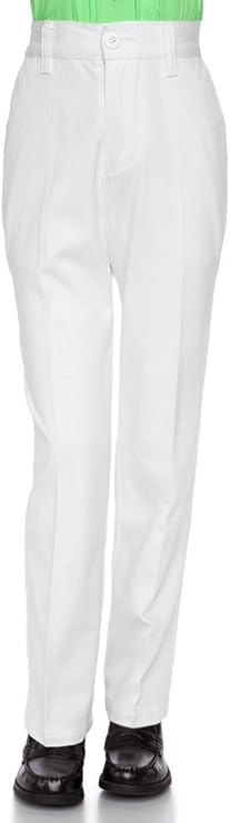 Boys Wrinkle Free Flat-Front Straight-Leg Cotton Twill Pants