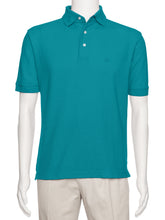Load image into Gallery viewer, Men's Aqua Solid Polo Shirt Classic Fit - Pique Chambray Collar- large sizes- Short Sleeve