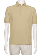 Load image into Gallery viewer, Men's Sand Solid Polo Shirt Classic Fit - Pique Chambray Collar- Short Sleeve