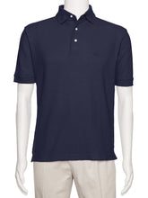 Load image into Gallery viewer, Men's Navy Solid Polo Shirt Classic Fit - Pique Chambray Collar
