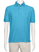Load image into Gallery viewer, Men's Turquoise Solid Polo Shirt Classic Fit - Pique Chambray Collar- large sizes