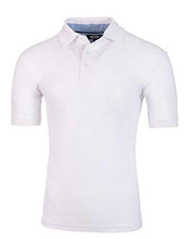Load image into Gallery viewer, Men's White Solid Polo Shirt Classic Fit - Pique Chambray Collar
