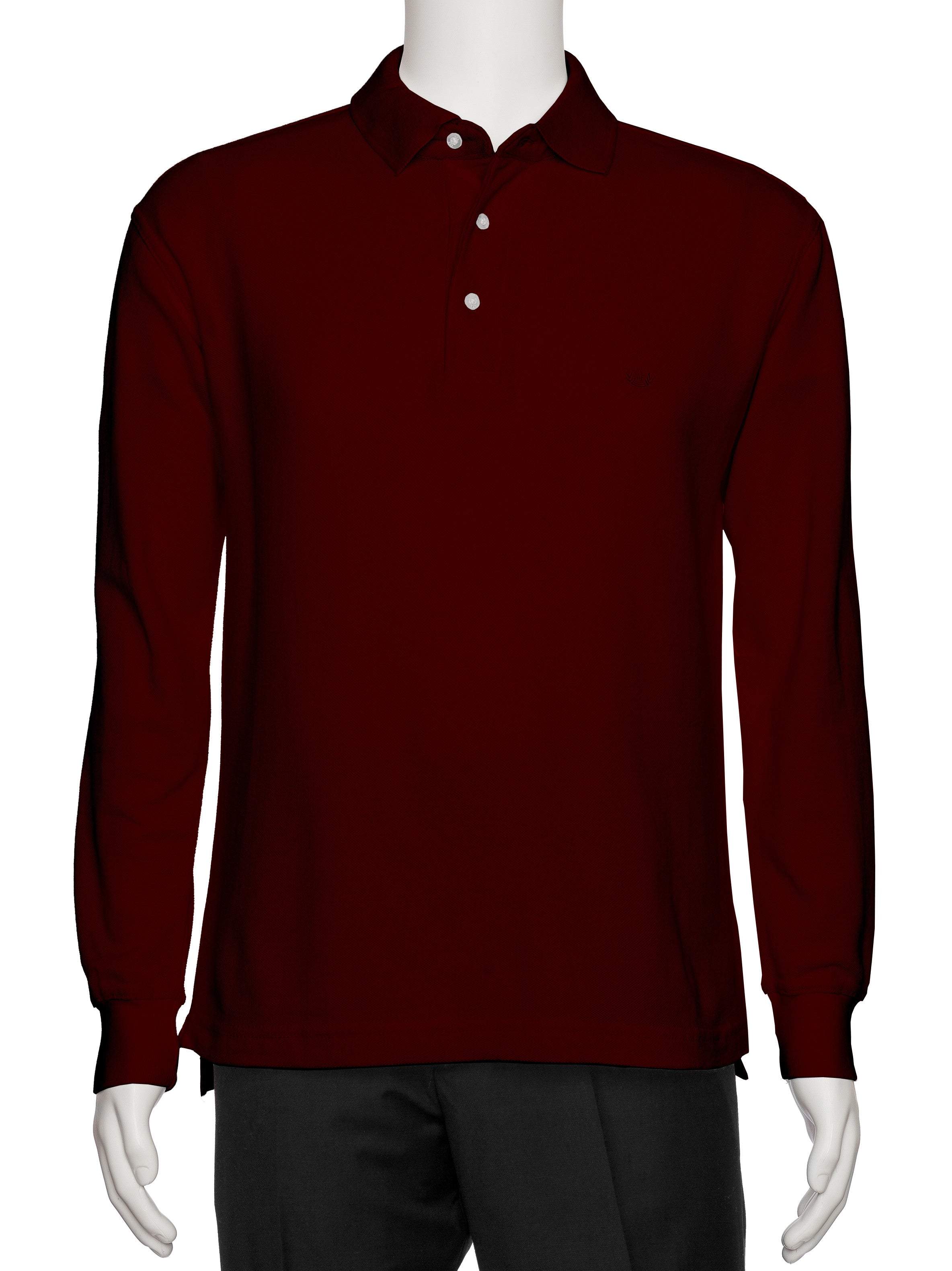 Men's Burgundy Solid Polo Shirt Classic Fit - Pique Chambray Collar- large sizes- Short Sleeve