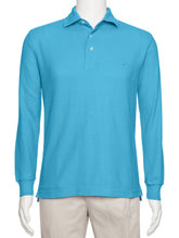 Load image into Gallery viewer, Men's Turquoise Solid Polo Shirt Classic Fit - Pique Chambray Collar- large sizes