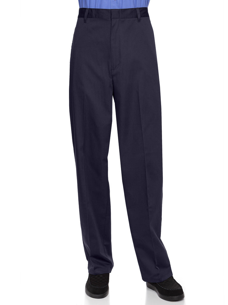 AKA Half Elastic Wrinkle Free Flat Front Men's Slacks – Relaxed Fit Twill Casual Pant Large Sizes