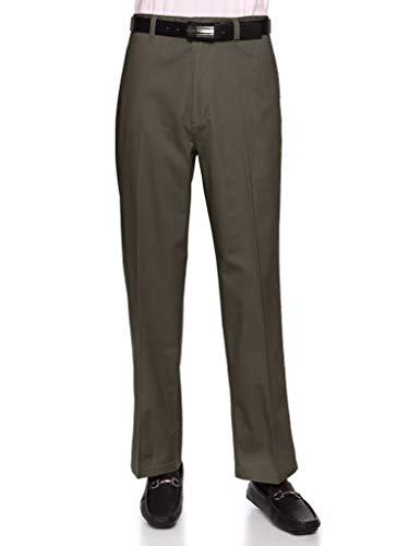 AKA Men's Wrinkle Free Cotton Twill - Traditional Fit Slacks Chino Straight-Legs Casual Pants