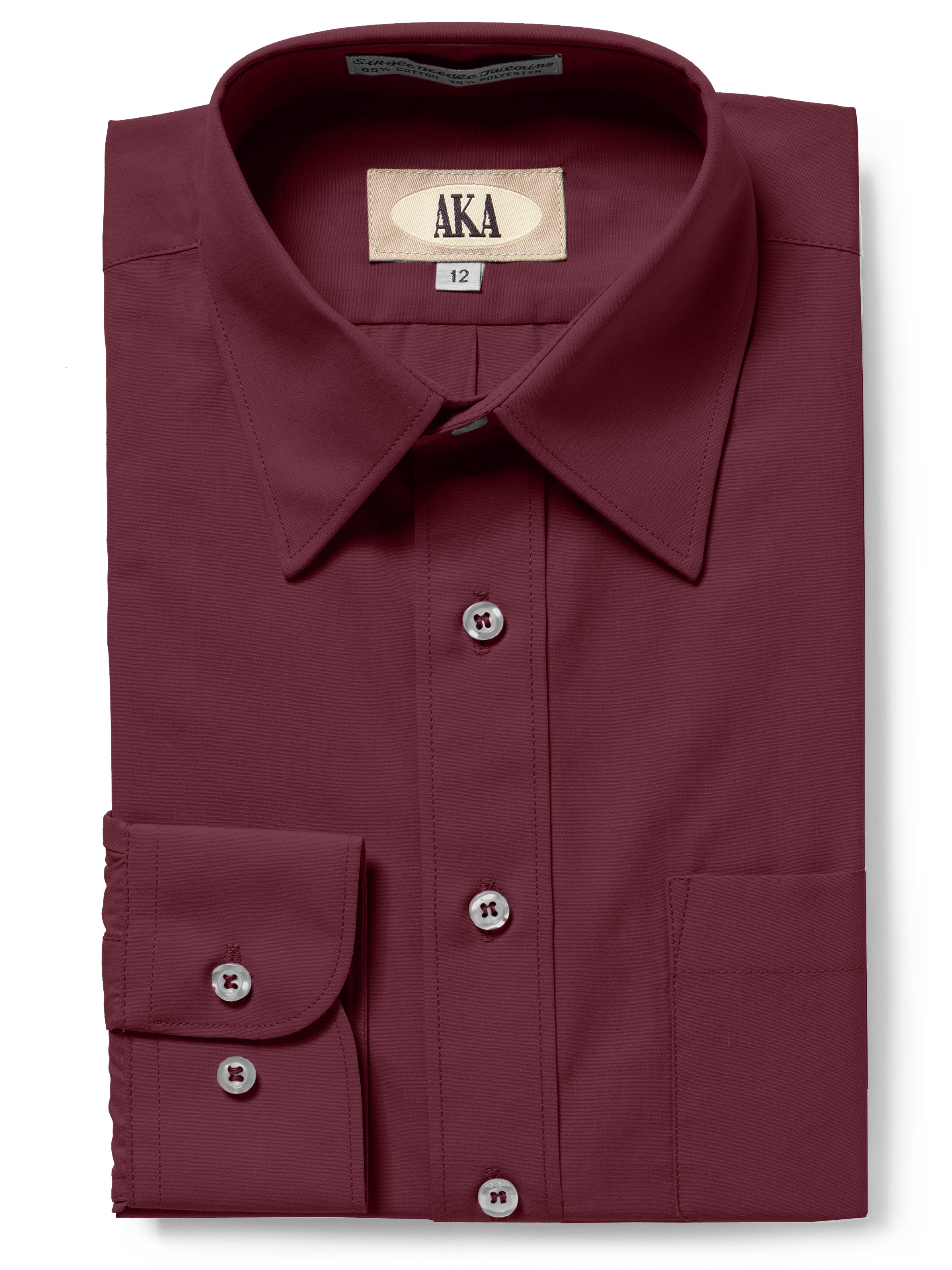 Burgundy Classic Fit Solid Long Sleeve Dress Shirt
