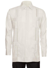 Load image into Gallery viewer, Mens Long Sleeve 100% Linen Guayabera Shirt