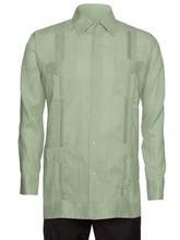 Load image into Gallery viewer, Mens Long Sleeve 100% Linen Guayabera Shirt