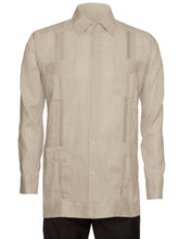 Load image into Gallery viewer, Mens Long Sleeve 100% Linen Guayabera Shirt
