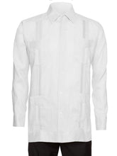 Load image into Gallery viewer, Mens Long Sleeve 100% Linen Guayabera Shirt
