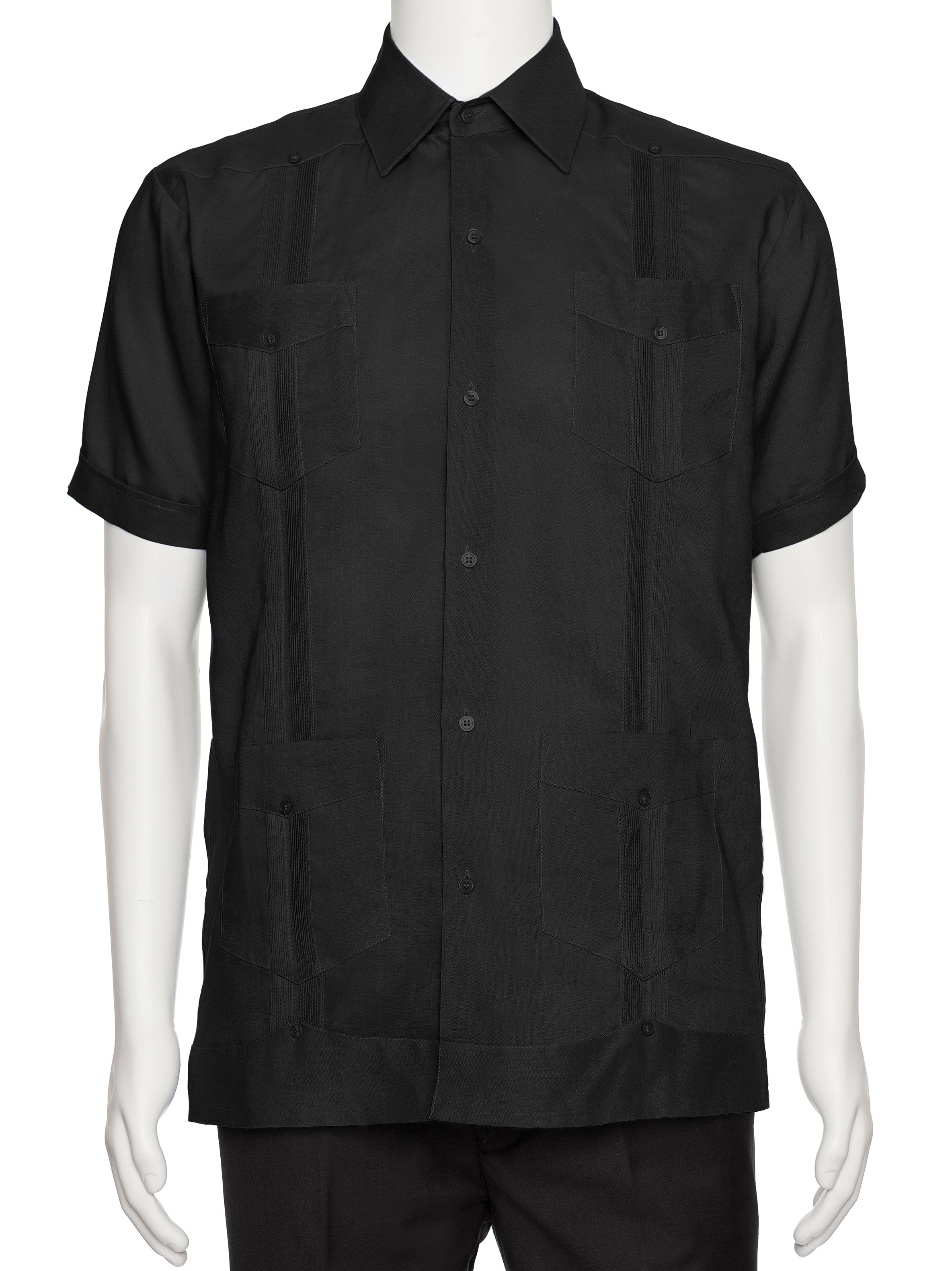 Mens Short Sleeve 100% Linen Guayabera Shirt