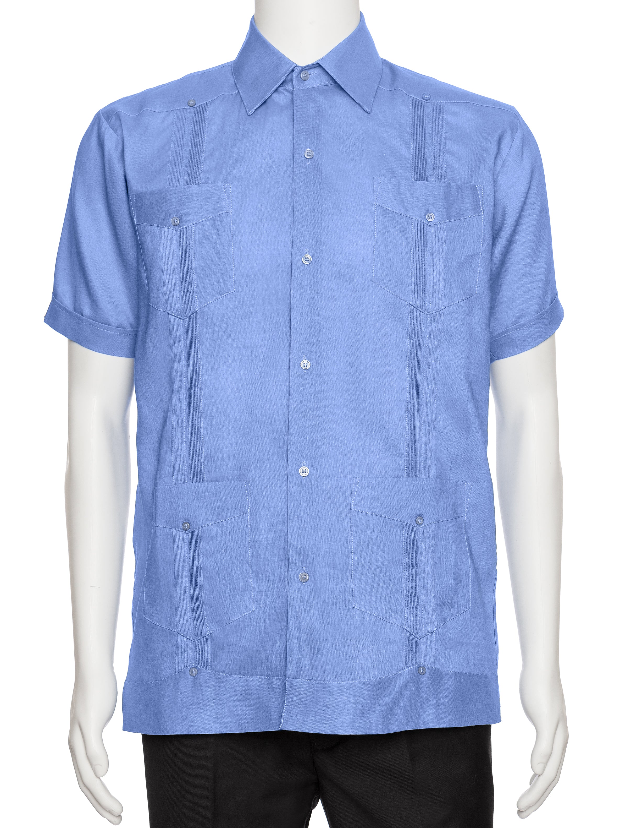 Mens Short Sleeve 100% Linen Guayabera Shirt