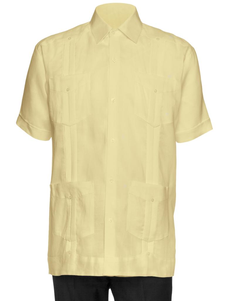 Mens Short Sleeve 100% Linen Guayabera Shirt