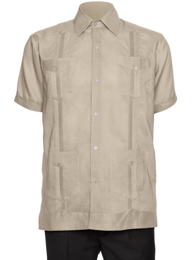 Mens Short Sleeve 100% Linen Guayabera Shirt