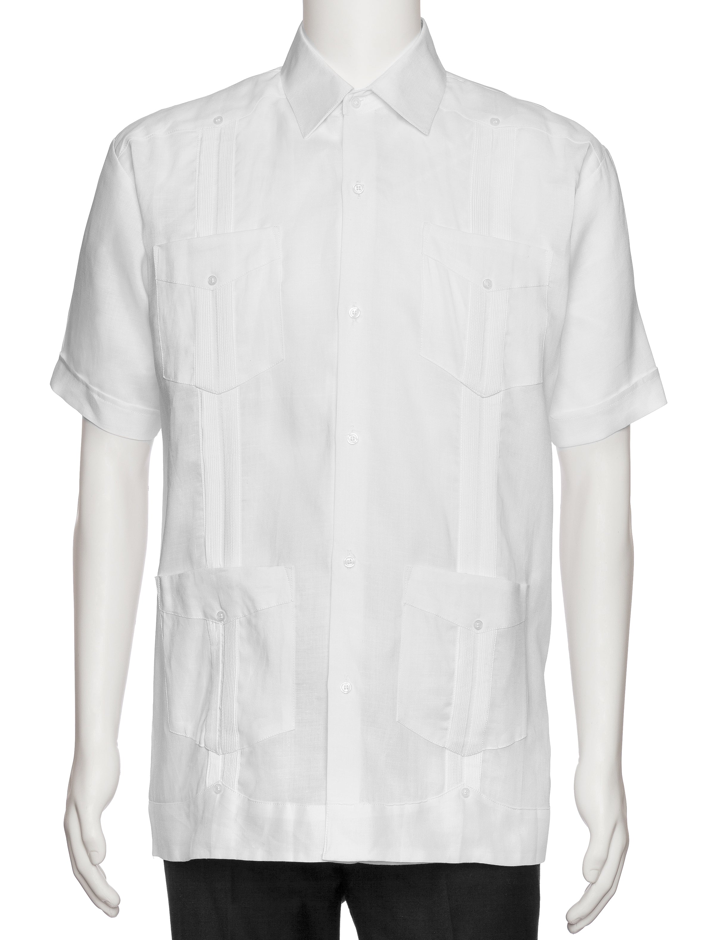 Mens Short Sleeve 100% Linen Guayabera Shirt