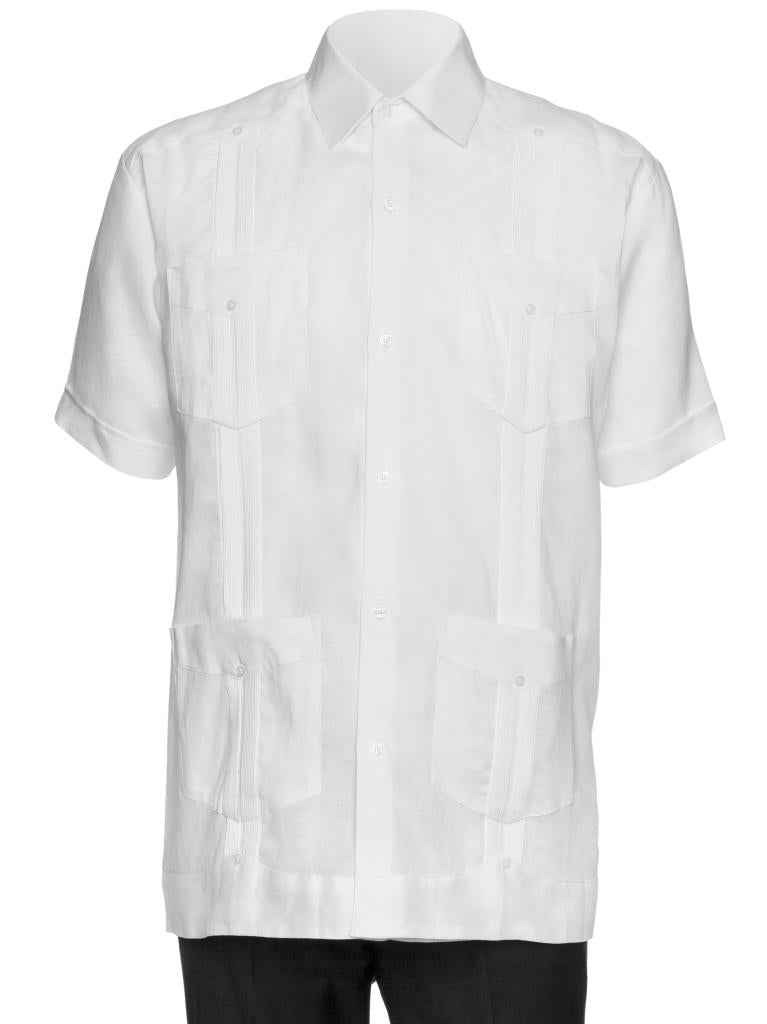 Mens Short Sleeve 100% Linen Guayabera Shirt