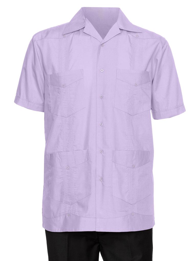 Mens Short Sleeve Cotton blend Guayabera Shirt