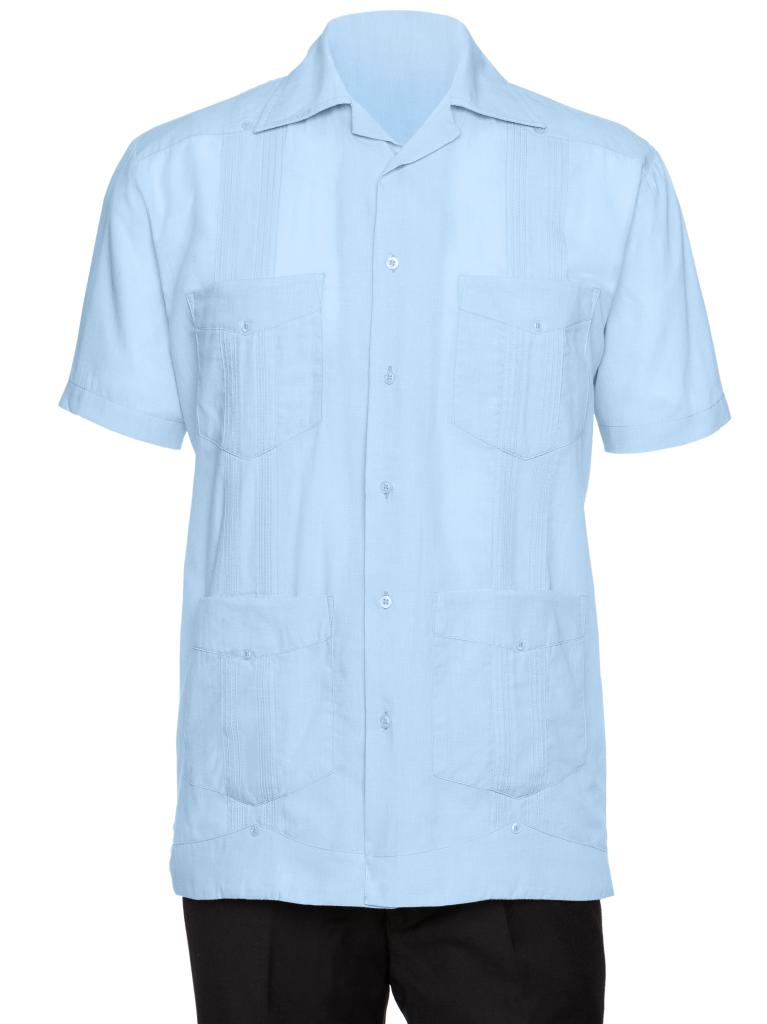 Mens Short Sleeve Cotton blend Guayabera Shirt