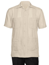 Load image into Gallery viewer, Mens Short Sleeve Cotton blend Guayabera Shirt