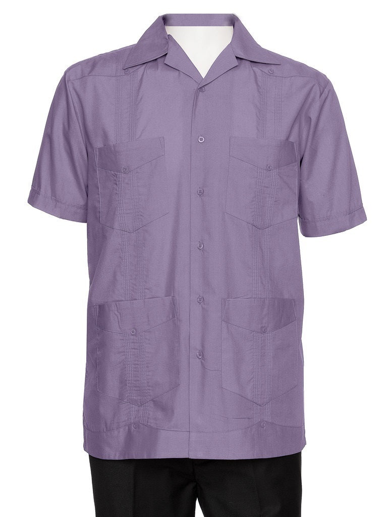 Mens Short Sleeve Cotton blend Guayabera Shirt