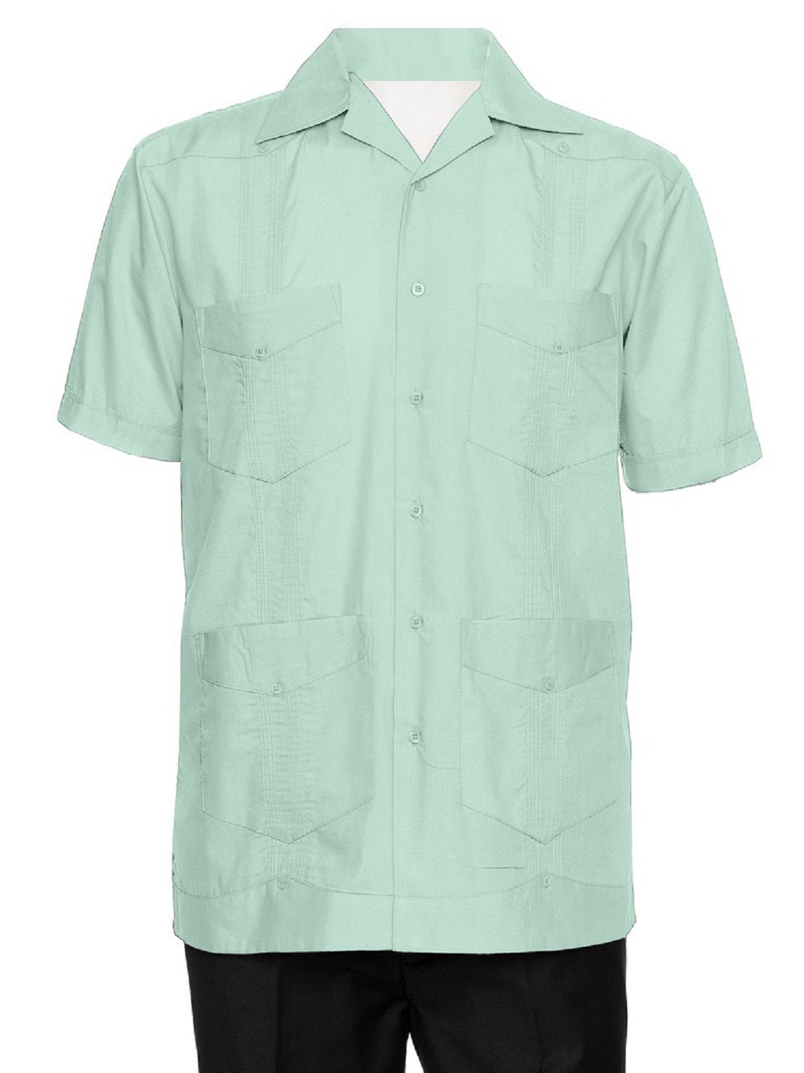 Mens Short Sleeve Cotton blend Guayabera Shirt